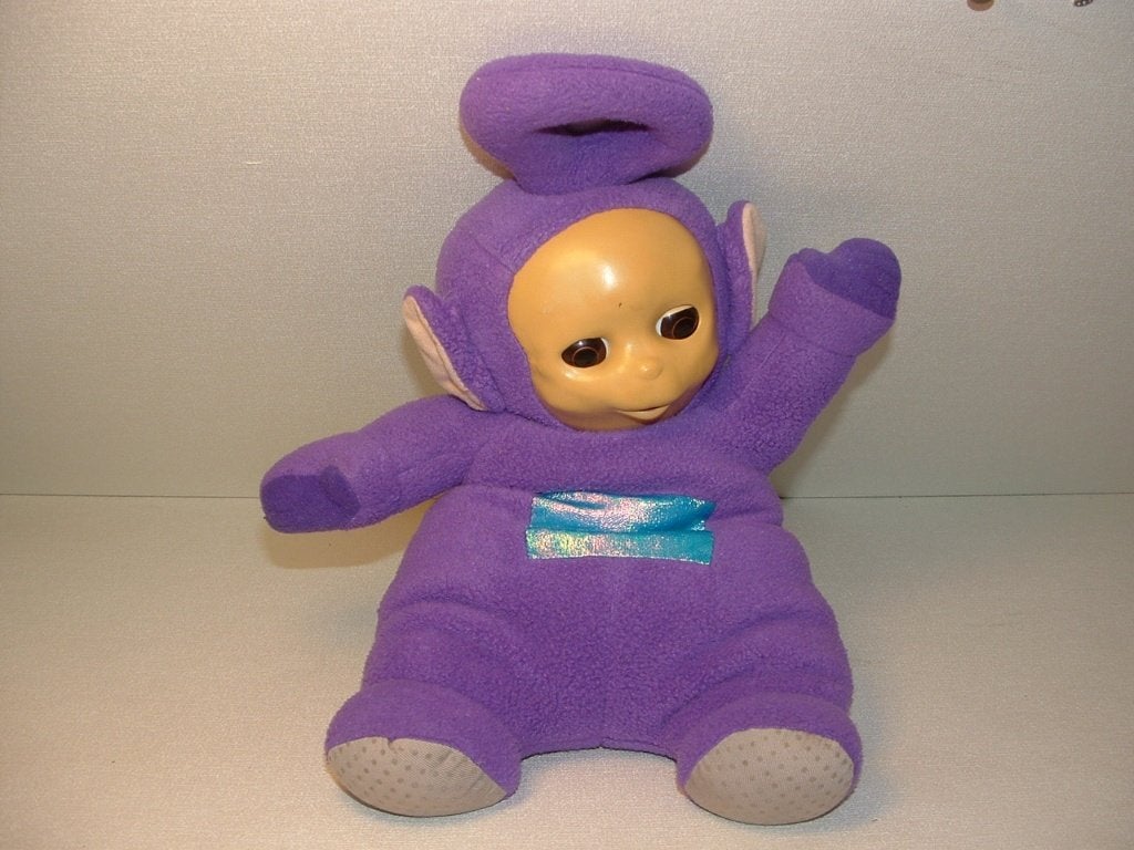 TELETUBBIES TINKY WINKY FLEECE PAARS MET VELOURS, Verzenden, Nieuw, Overige typen