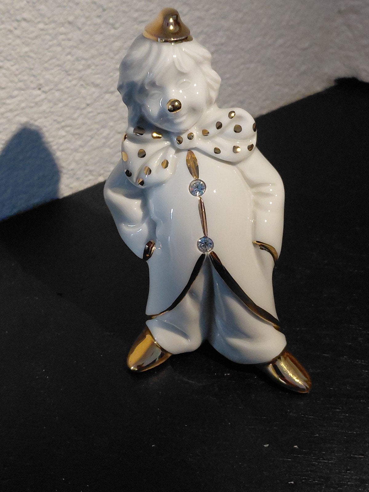 Limoges Porseleinen Clown Beeldje met Swarovski Kristal, Ophalen of Verzenden, Zo goed als nieuw, Mens