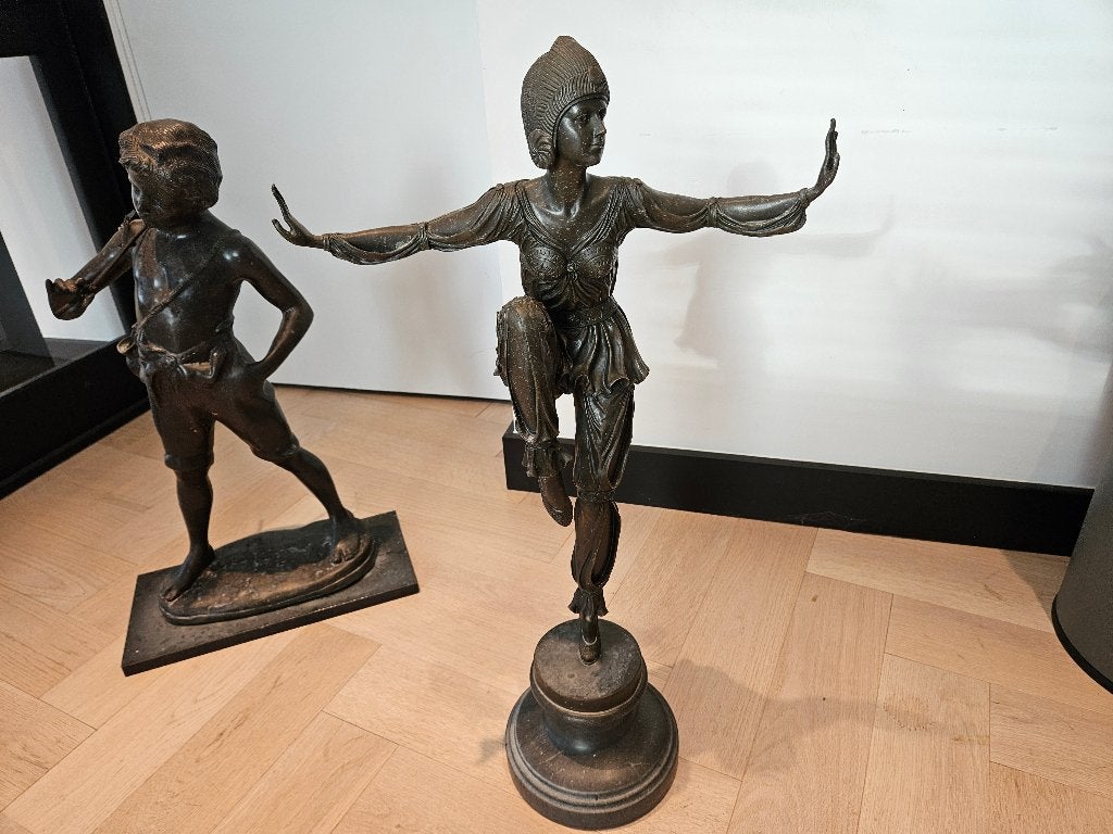 Bronzen beeld danseres Pierre Lauel., Ophalen, 50 - 100 cm, Brons, Beeld