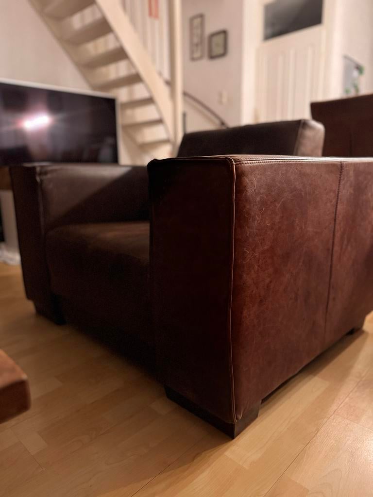 Leren fauteuil cognac, Huis en Inrichting, Fauteuils, Ophalen, Gebruikt, Leer, 75 tot 100 cm