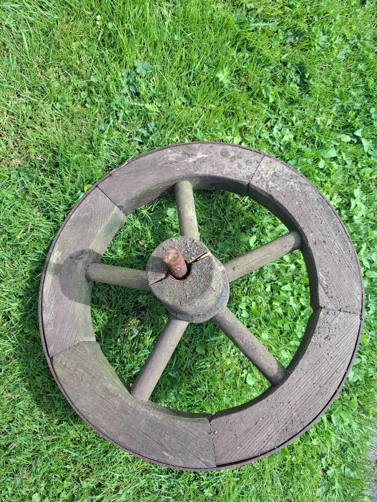 houten kruiwagenwiel, Ophalen, Gebruikt, Handmatig, Eenwielig