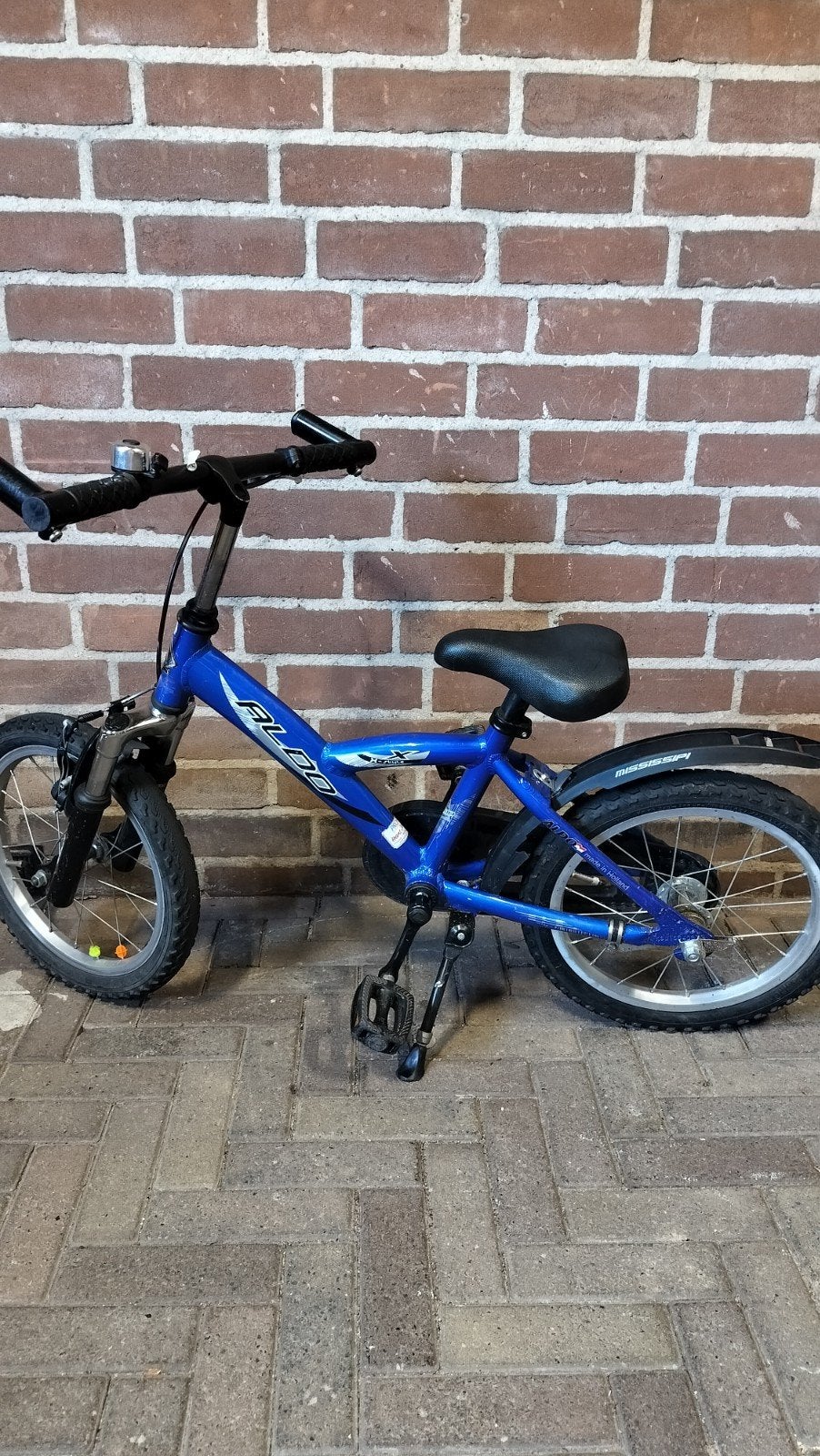 Blauwe kinderfiets 16 inch - ALDO, Velgrem, Ophalen of Verzenden, ALDO, 16 tot 20 inch