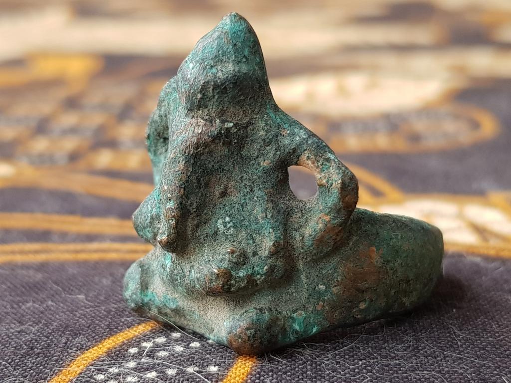 Mooie antieke Oosterse ring van brons met Ganesha 3,2 cm., Antiek en Kunst, Ophalen of Verzenden