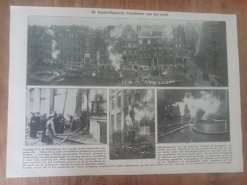 Brand in Doelenstraat Amsterdam (1917), Ophalen of Verzenden, Voor 1920, Knipsel(s)