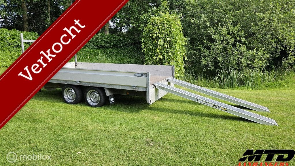 Henra verlaagde multitransporter plateauwagen 350x185, Gebruikt