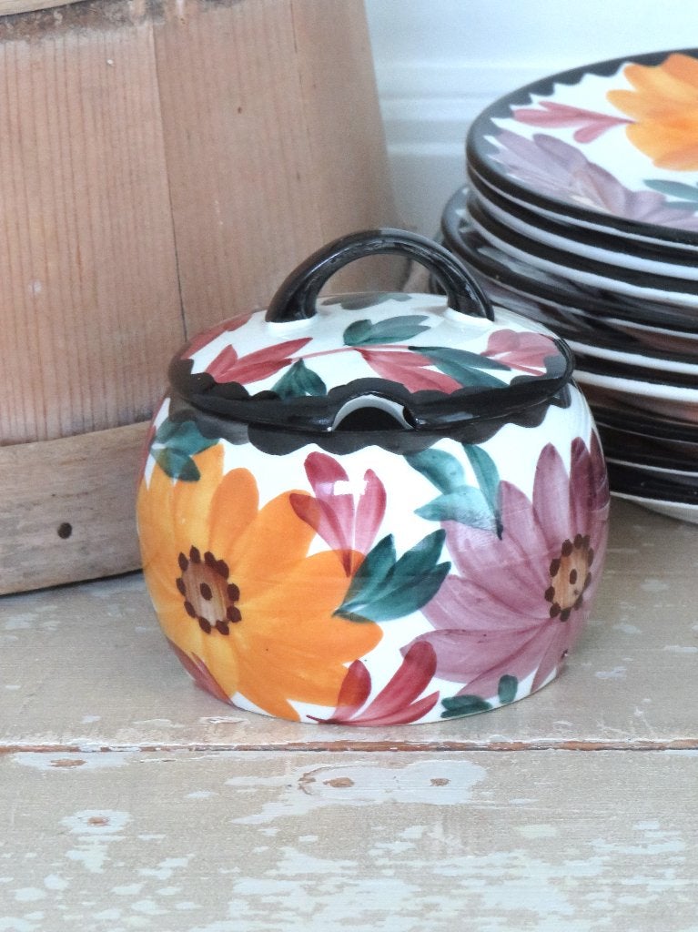 Honingpot / jampot Majolica Schramberg “Herfstbloemen”, Ophalen of Verzenden