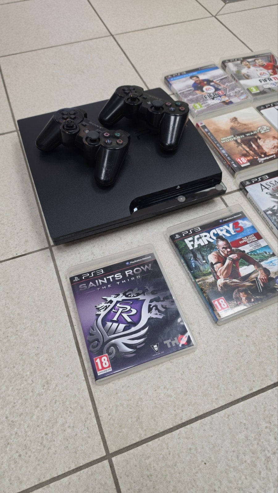 PlayStation 3 Slim met 2 controllers en 18 games, Spelcomputers en Games, Met 2 controllers, Slim, Gebruikt, Met games