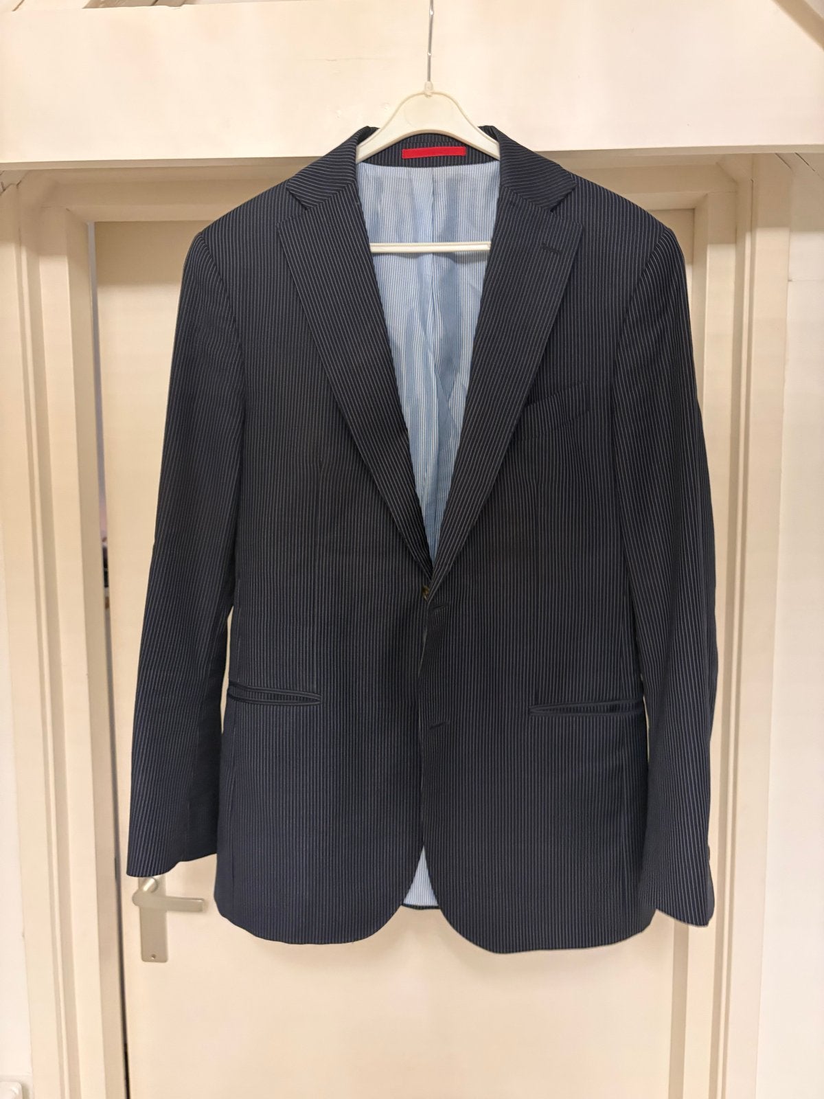 Suitsupply Colbert Blauw Gestreept - Pure Wol Super 110's, Ophalen of Verzenden, Zo goed als nieuw, Maat 48/50 (M), Blauw