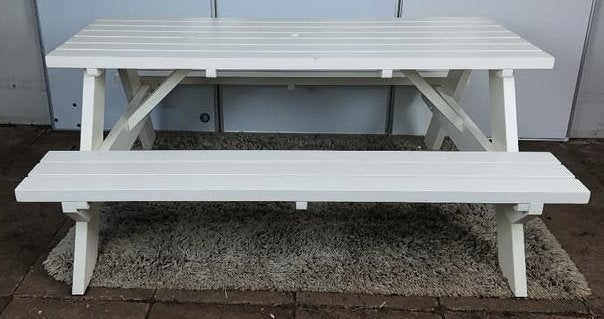 MaximaVida luxe houten picknicktafel Curaçao 180 cm wit, Ophalen, Gebruikt, MaximaVida, MaximaVida