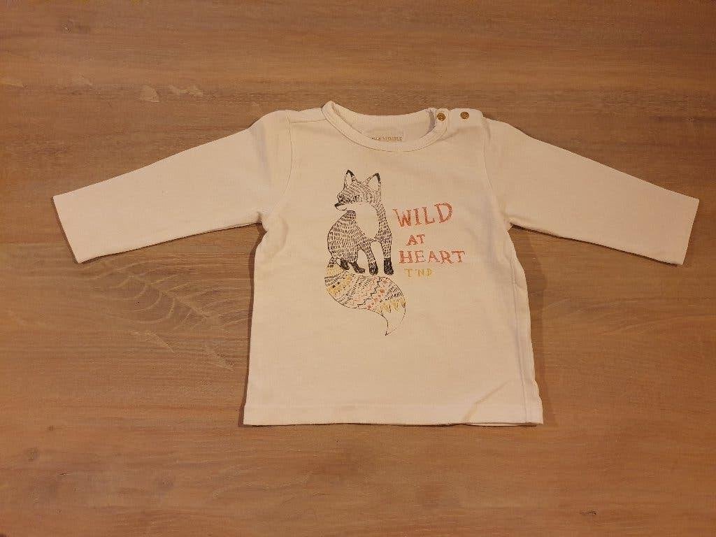 witte longsleeve van tumble 'n dry met vos, maat 68, Tumble 'n Dry, Meisje, Ophalen of Verzenden, Zo goed als nieuw