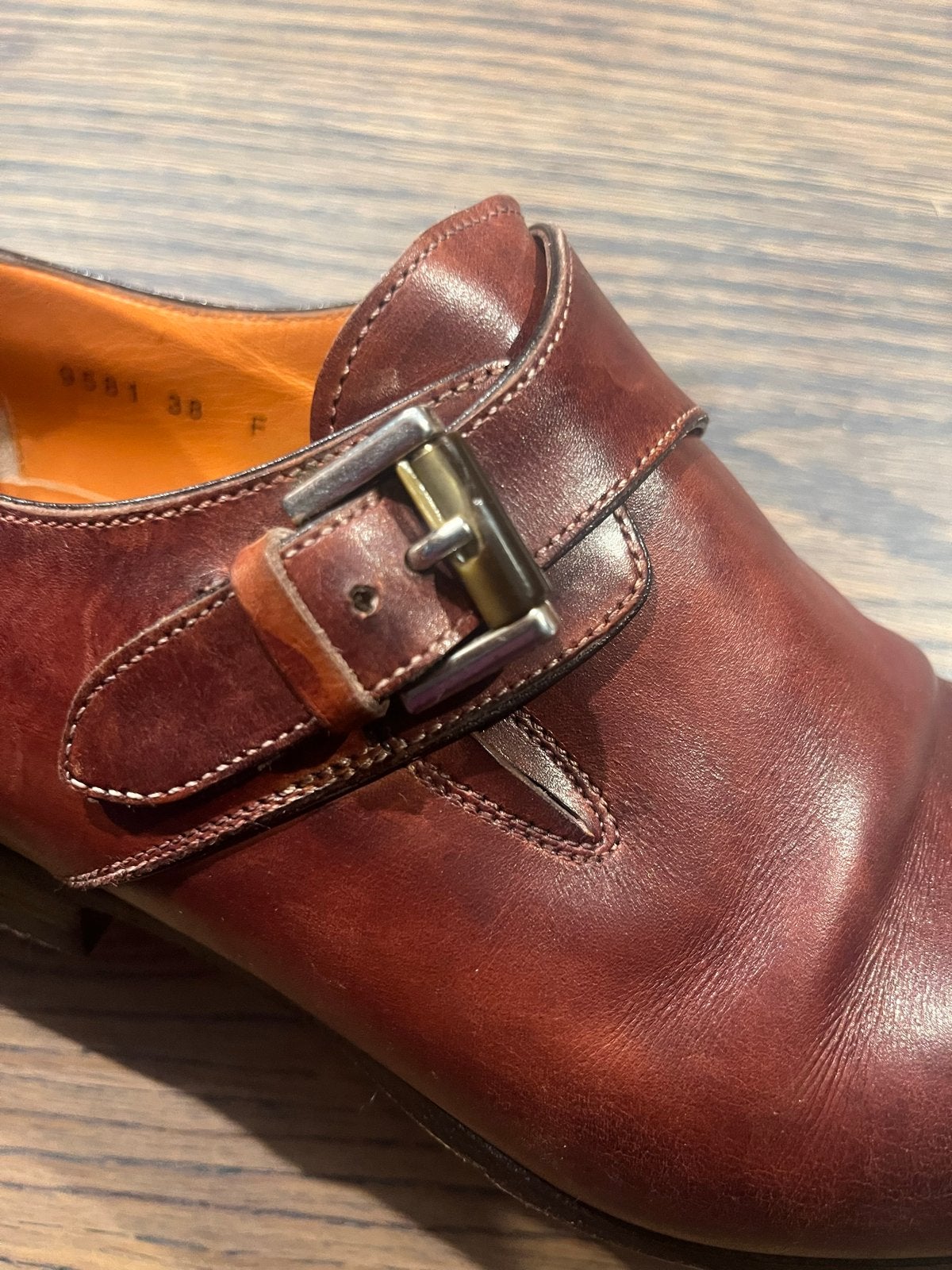 Santoni gespschoenen maat 7,5, Ophalen of Verzenden, Gedragen, Bruin, Gespschoenen