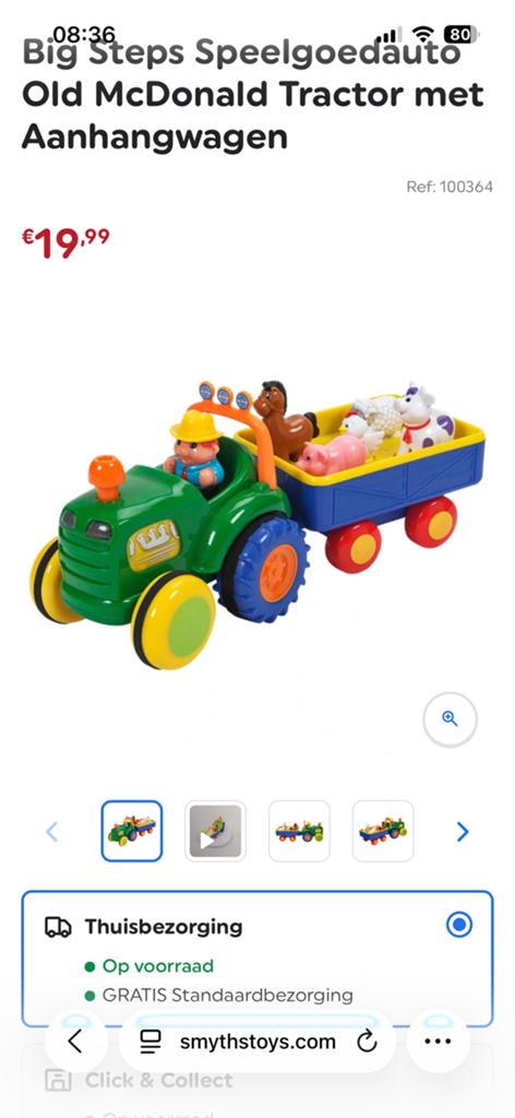 Big Steps Speelgoedauto Old McDonald Tractor met Aanhangwage, Kinderen en Baby's, Speelgoed | Speelgoedvoertuigen, Ophalen of Verzenden