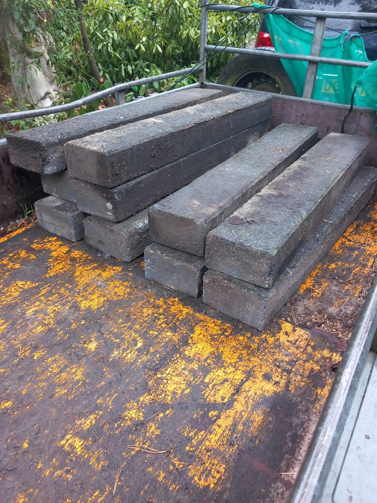 10 Antraciet Betonnen Bielzen 120x20x12cm met hulpstukken, Gebruikt, 100 tot 200 cm, Biels, Ophalen of Verzenden