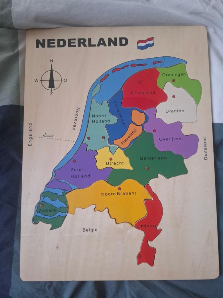 Houten puzzel Nederland provincies - Educatief speelgoed, Ophalen of Verzenden, Gebruikt