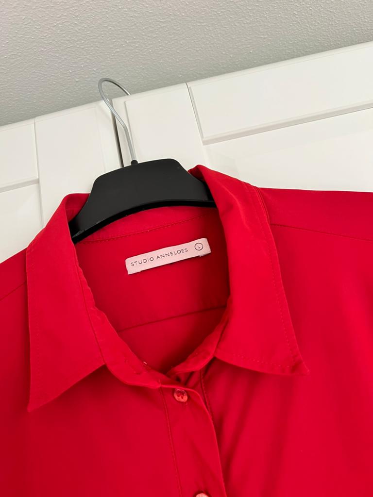 Studio anneloes poppy blouse L rood travelstof, Kleding | Dames, Blouses en Tunieken, Maat 42/44 (L), Ophalen of Verzenden, Zo goed als nieuw