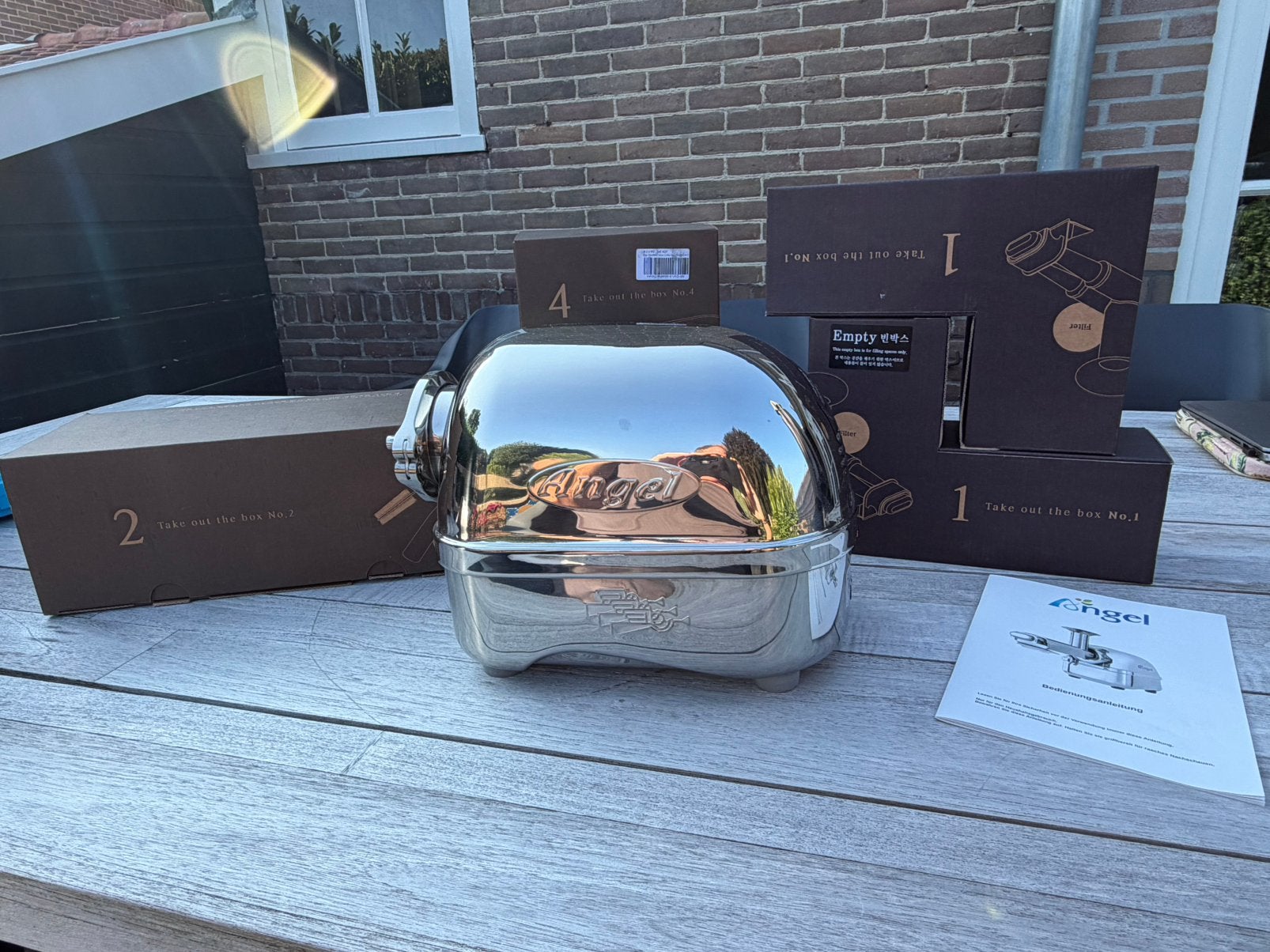 Luxe Angel Juicer 7700 (RVS Slowjuicer) – NIEUW, Witgoed en Apparatuur, Ophalen, Nieuw, Slowjuicer