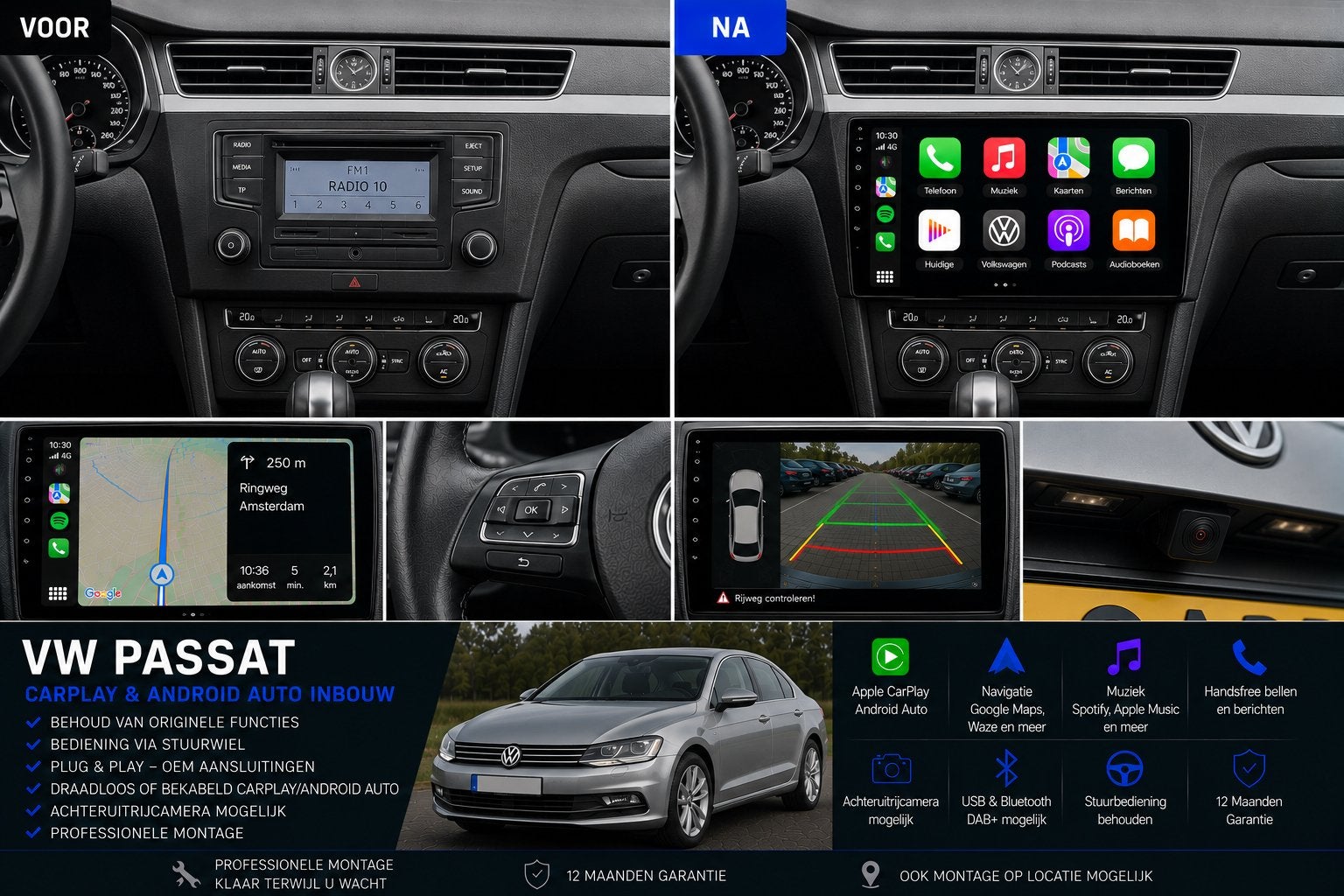 Volkswagen Passat CarPlay & Android Auto Inbouw, Ophalen, Nieuw
