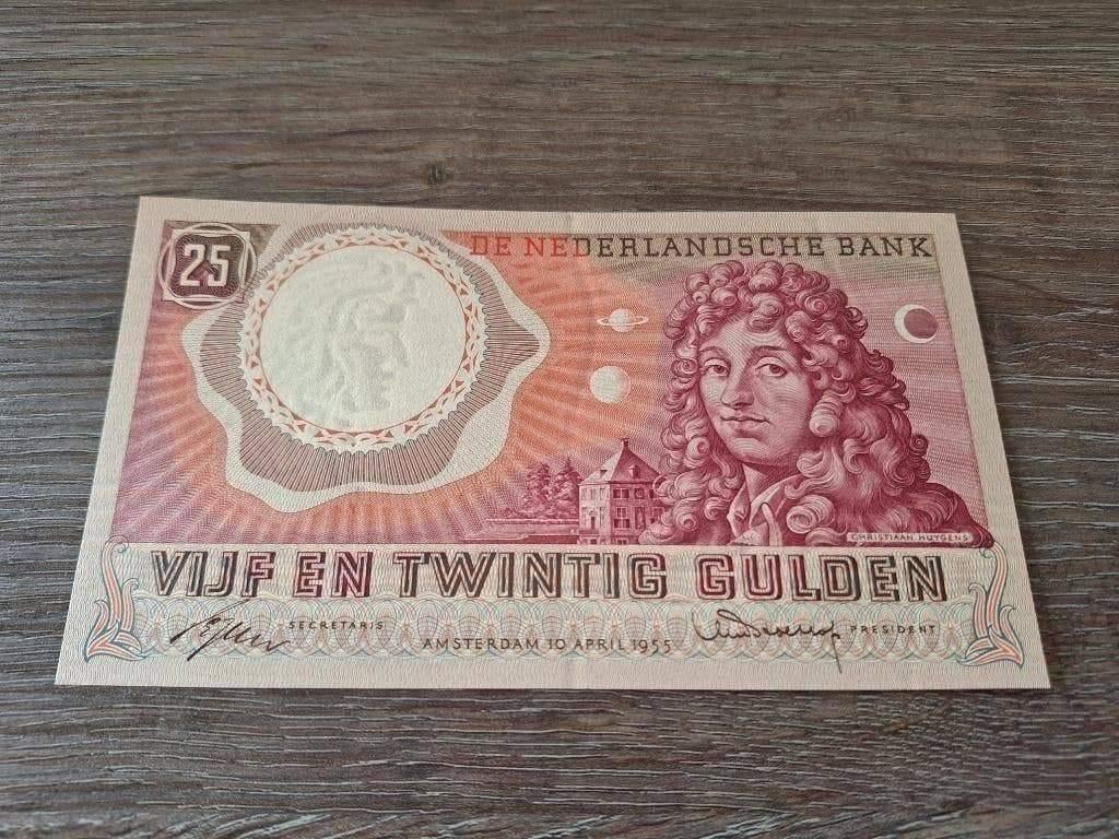 Vrijwel UNC biljet 25 gulden Huygens, 1955, Ophalen of Verzenden, 25 gulden