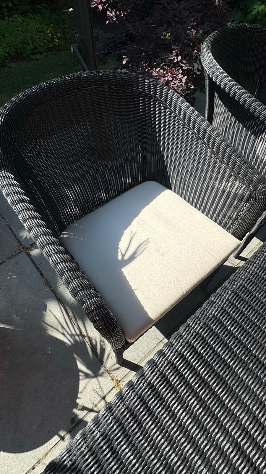 Zwarte Borek Tuinset met 4 Stoelen en Tafel, Ophalen, 4 zitplaatsen, Gebruikt, Eettafel