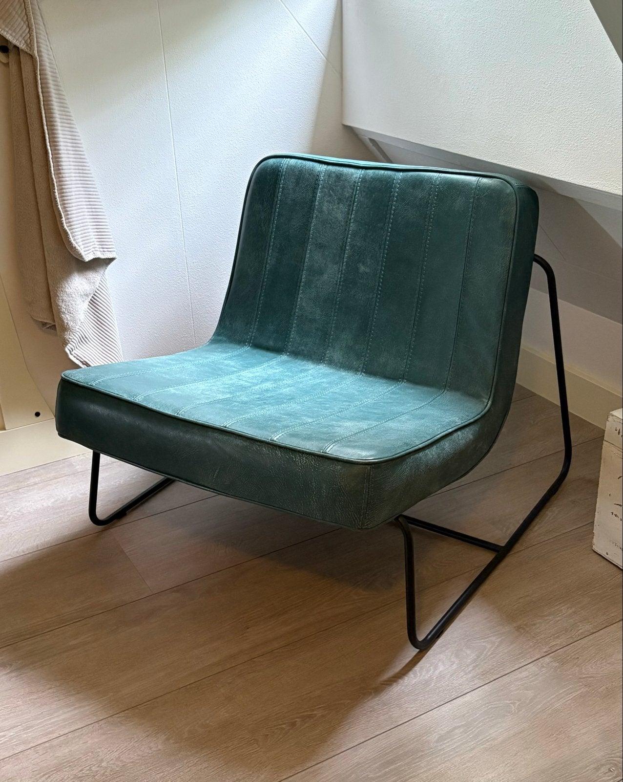 Africa leder fauteuil in de kleur Mangrovia, Huis en Inrichting, Fauteuils, Gebruikt, Leer, 50 tot 75 cm, 75 tot 100 cm, Ophalen