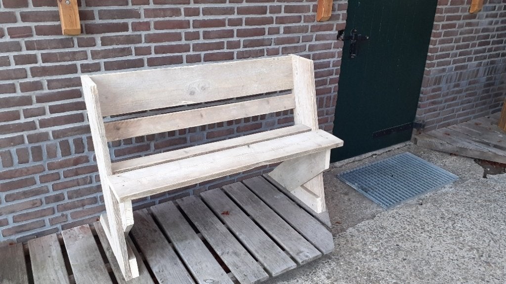 tuinbank van gebruikt steigerhout steigerplanken, Tuin en Terras, Tuinbanken, Ophalen, Nieuw, Hout
