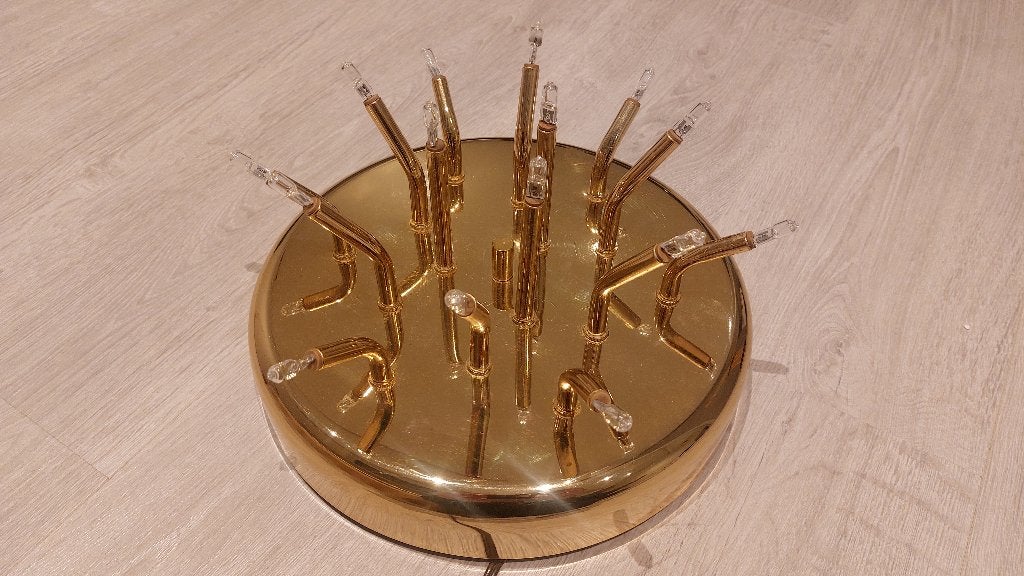 Verguld metalen plafonniere, Italiaans design, Gebruikt, Overige typen, Overige fittingen, Ophalen of Verzenden