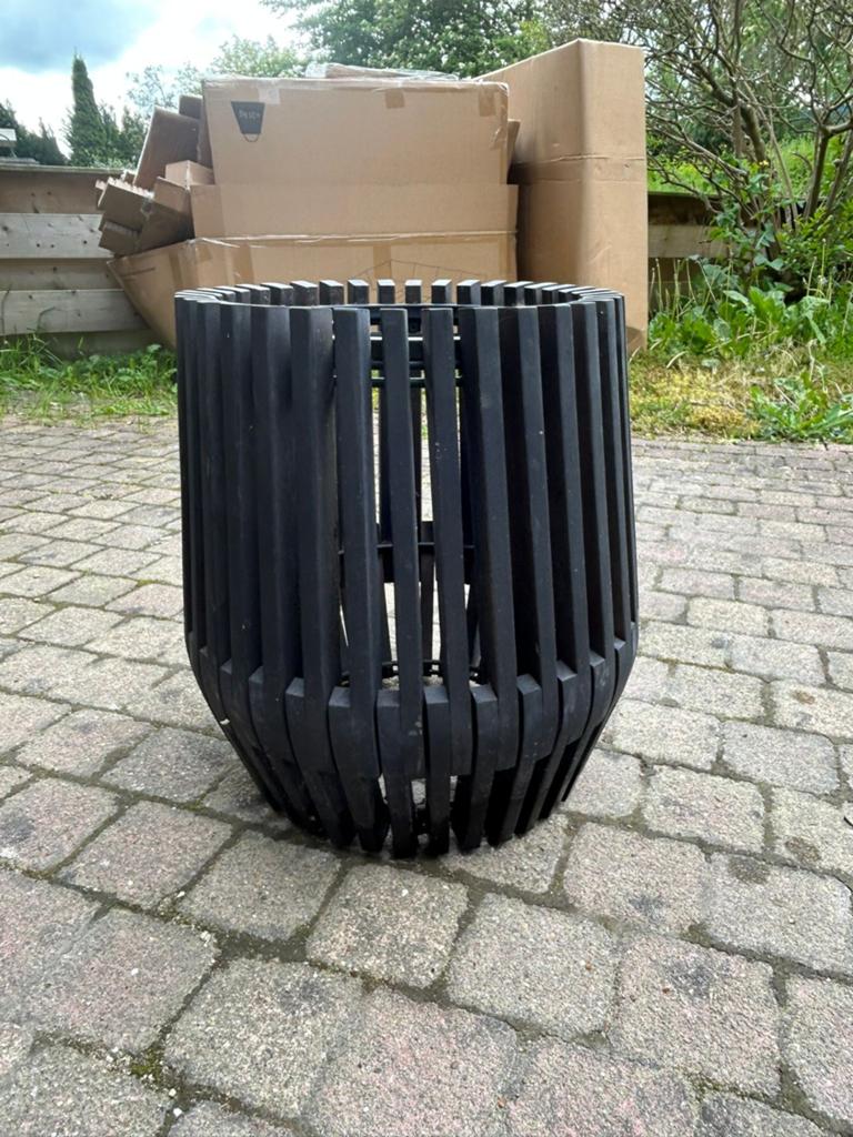 Zwarte ronde bloempot van hout, Ophalen, Gebruikt, Minder dan 60 cm, Rond