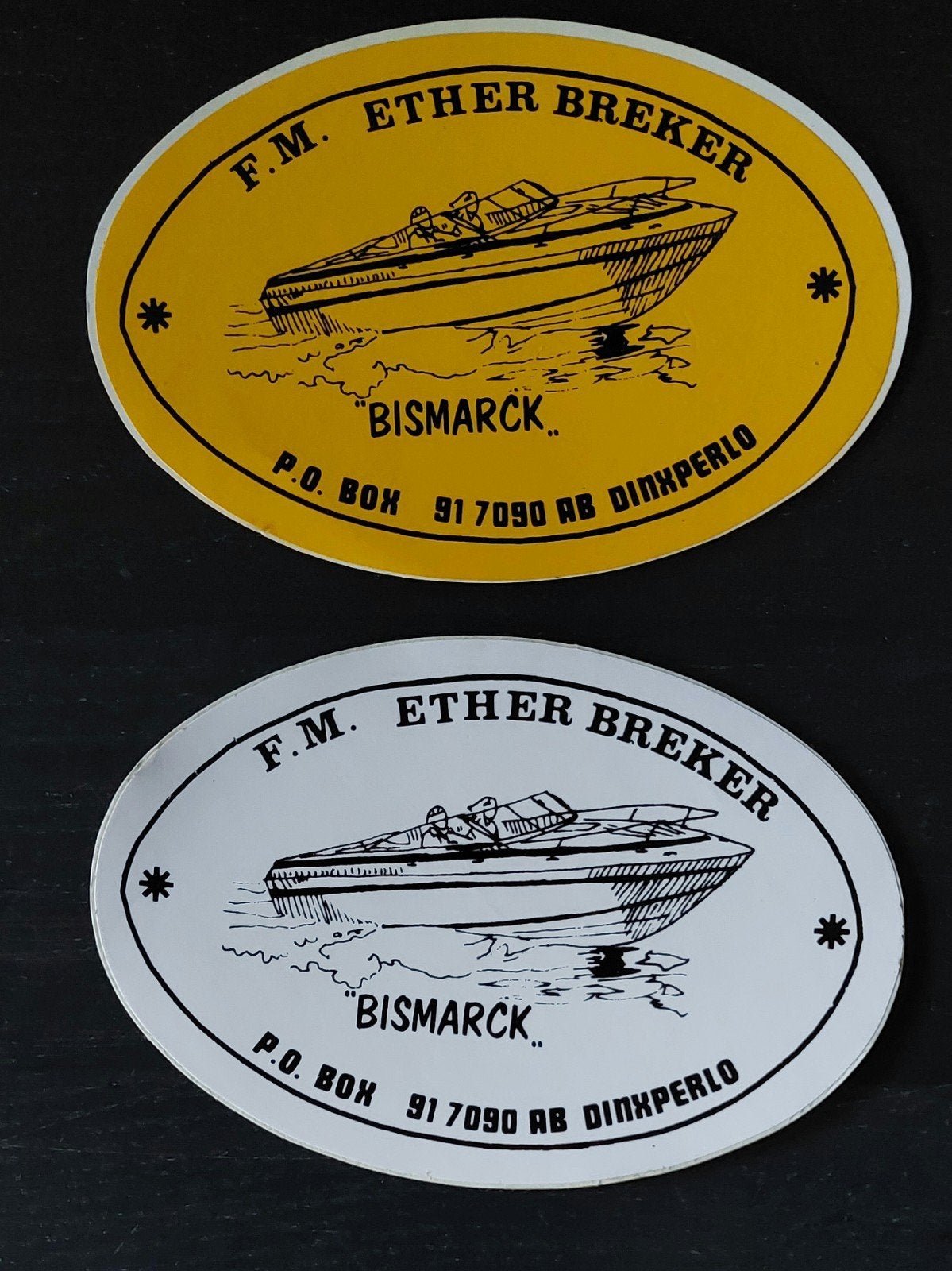 2 stickers Bismarck Dinxperlo etherpiraat piratenzender, Verzamelen, Ophalen of Verzenden
