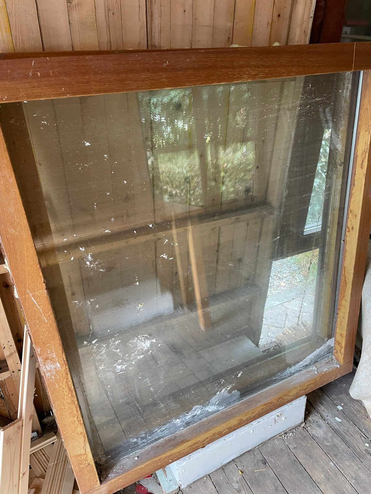 Hardhouten kozijn dubbel glas, Doe-het-zelf en Verbouw, Glas en Ramen, Ophalen, Zo goed als nieuw, Gevelraam of Ruit, Dubbelglas