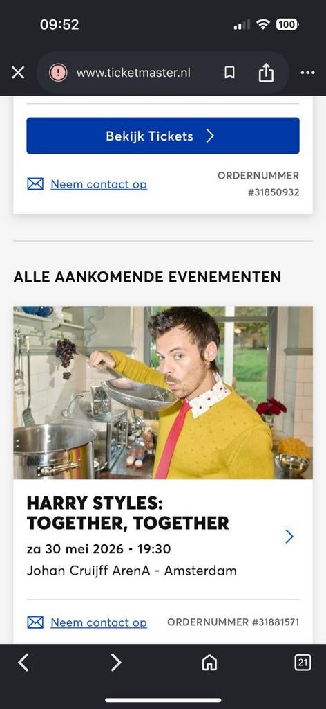 4 staanplaatsen Harry Styles concert 30 mei, Drie personen of meer, Mei