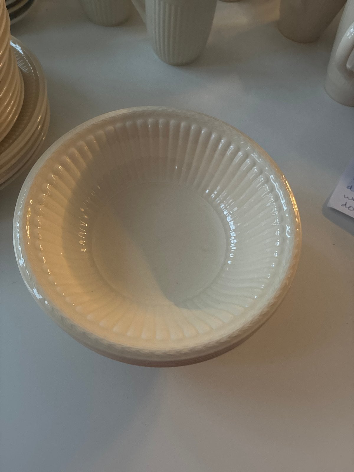 Wedgwood Queen's Ware Edme papschaaltjes (3x) - Zgan, Huis en Inrichting, Klassiek, Ophalen of Verzenden, Zo goed als nieuw, Kom(men)