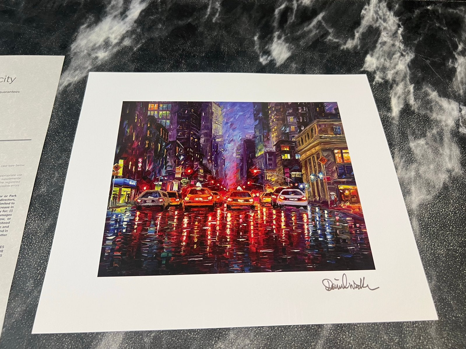 Lithograph Daniel Wall Rainy Manhattan Night, Ophalen of Verzenden
