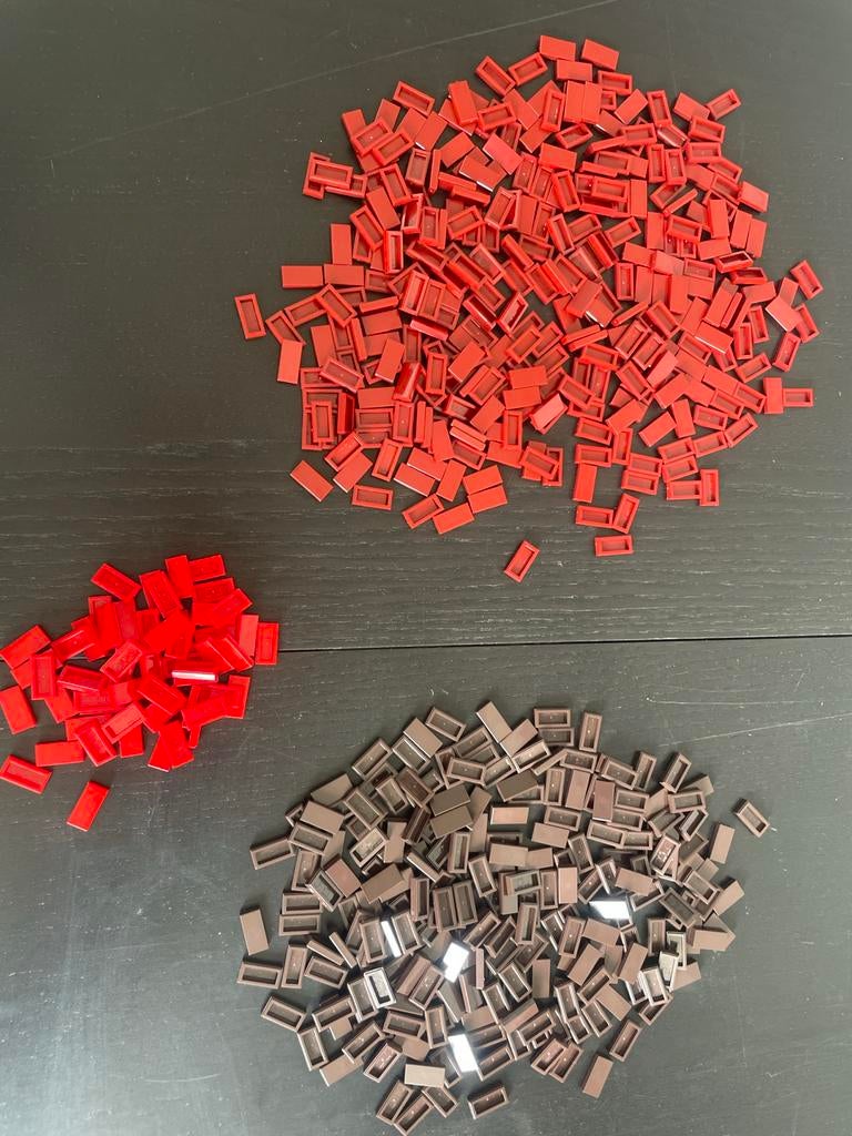 LEGO 1x2 tiles bulk 500 stuks (rood & bruin), Ophalen of Verzenden, Gebruikt, Overige merken
