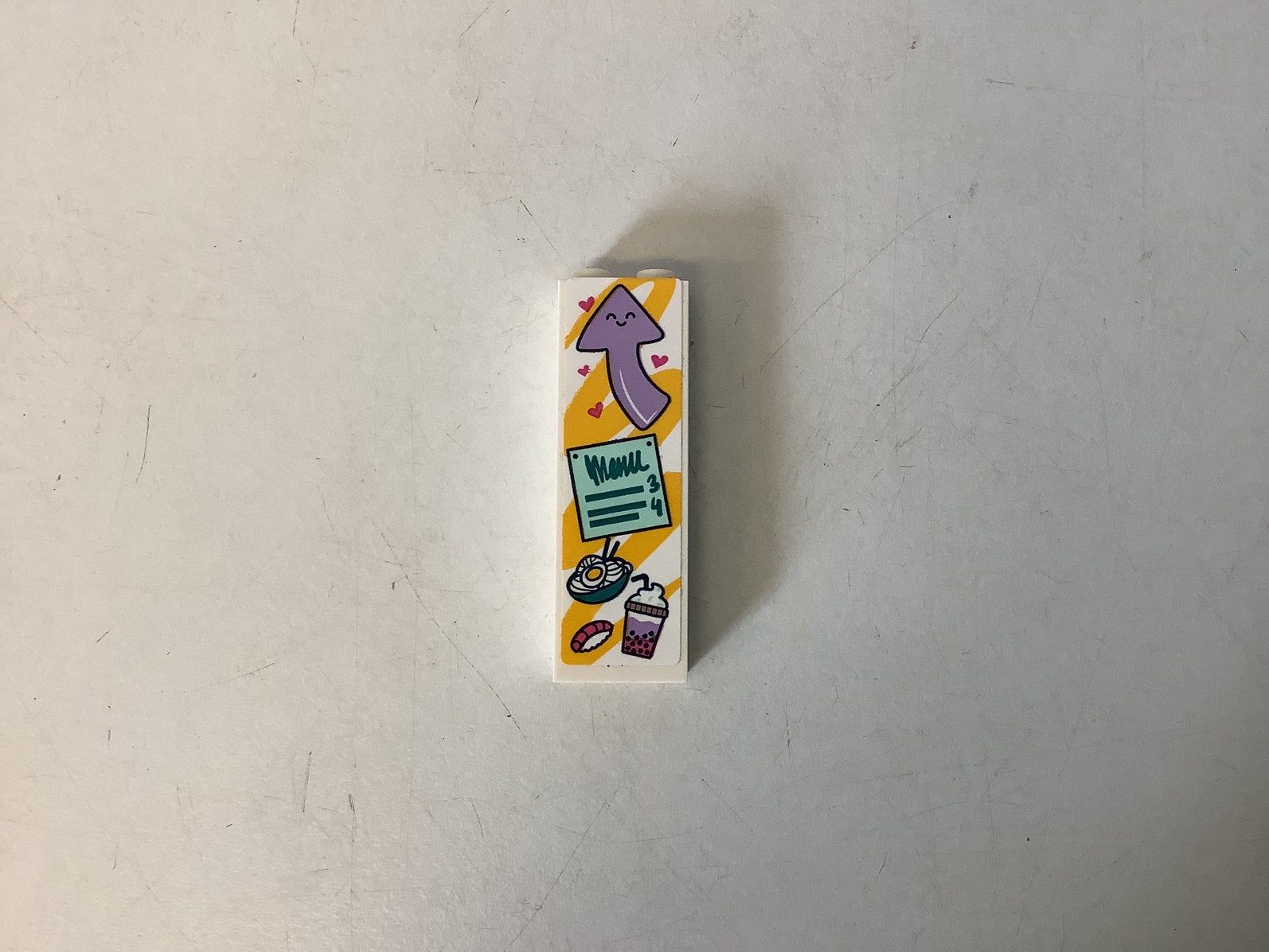 Lego steen 1x2x5 wit met sticker (3), Ophalen of Verzenden, Gebruikt, Losse stenen, Lego