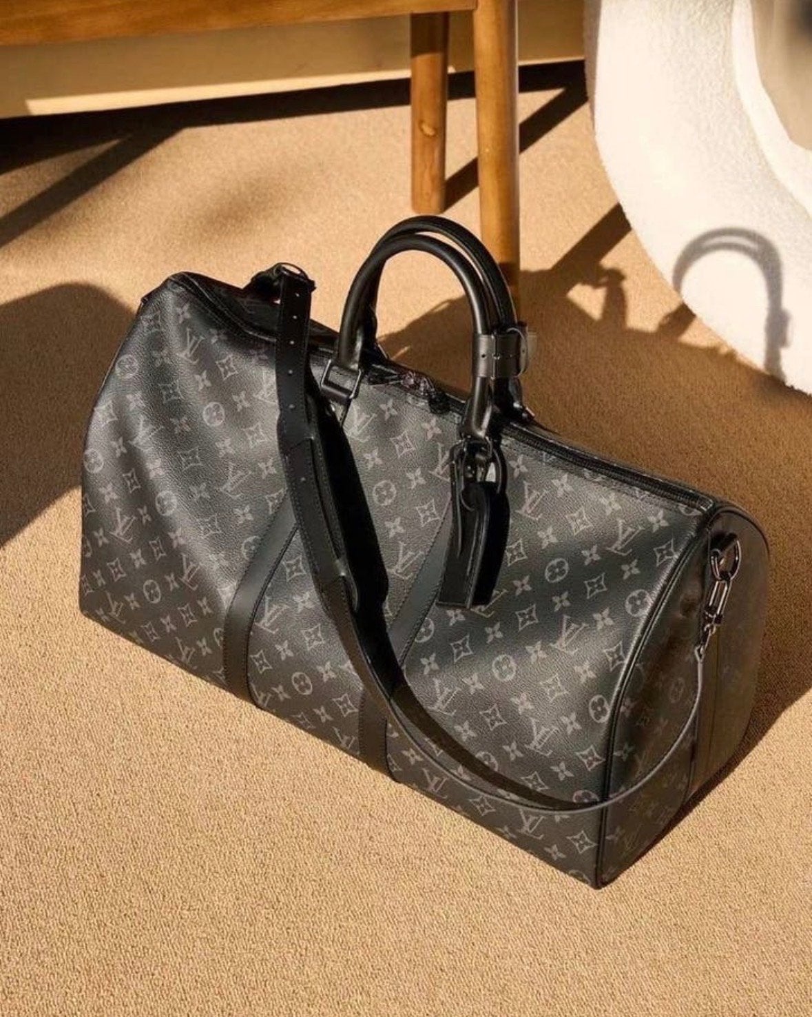 Louis Vuitton Keepall Bandoulière 50 Monogram Eclipse, 40 tot 60 cm, 20 tot 30 cm, Verzenden, Zwart