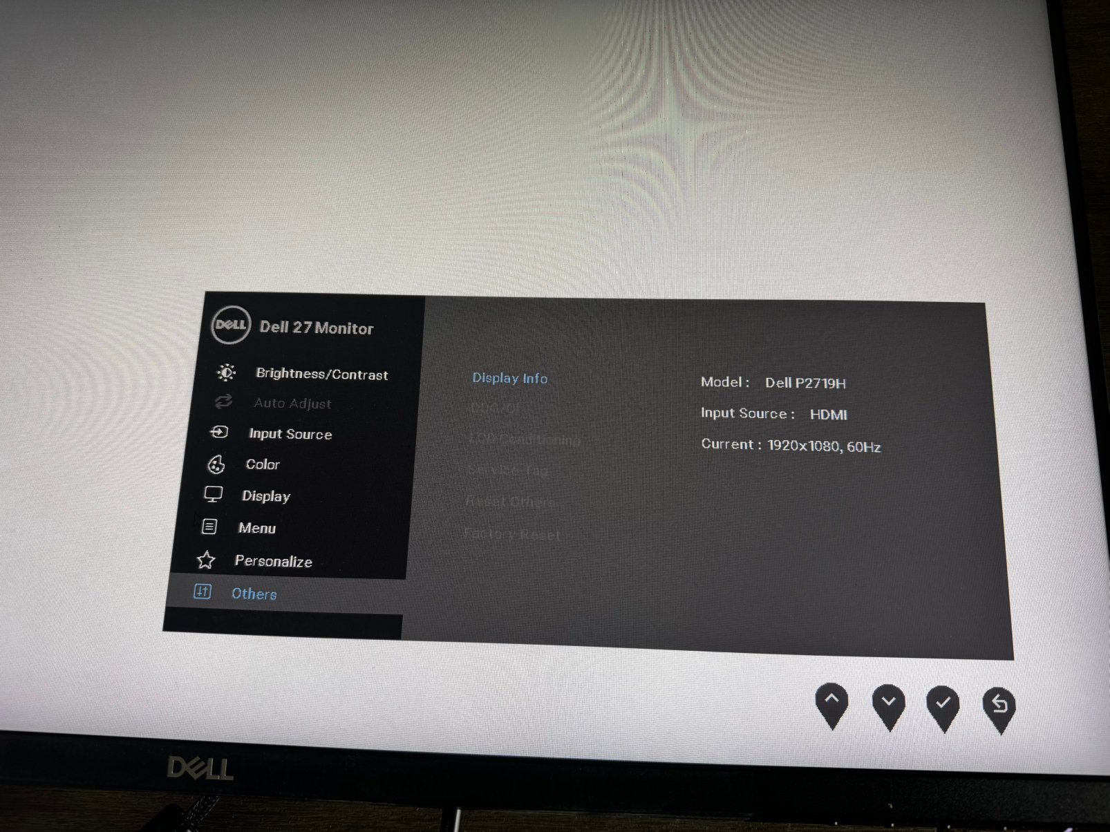 Dell P2719H 27 inch Full HD IPS Monitor zonder voet!, Gebruikt, IPS, In hoogte verstelbaar, Full HD