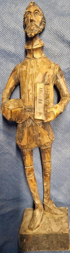 Vintage Houtsnijwerk Beeldje Spaanse Man Artesania Ouro, Antiek en Kunst, Ophalen