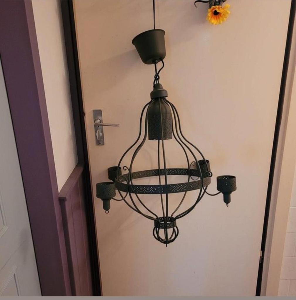 Hanglamp model kroonluchter met 4 houders voor kaarsen, Ophalen, Zo goed als nieuw, Overige materialen