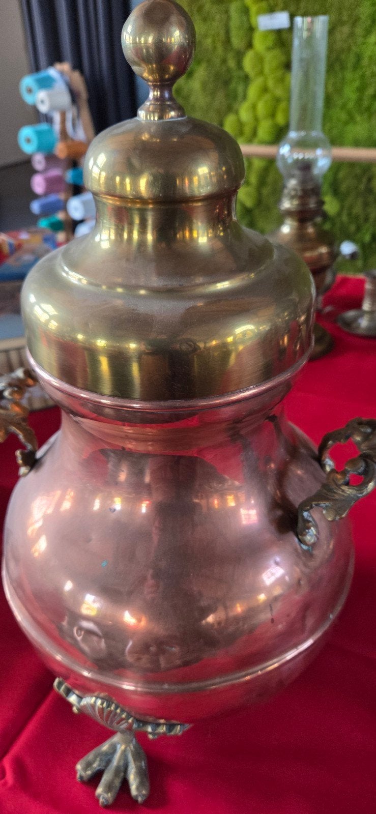 Antieke Koperen Theepot/Samovar met Bronzen Details, Ophalen of Verzenden, Koper