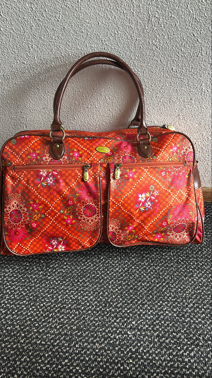Oilily tas - Oranje met bloemenprint, Sieraden, Tassen en Uiterlijk, Tassen | Damestassen, Verzenden, Gebruikt, Oranje, Overige typen