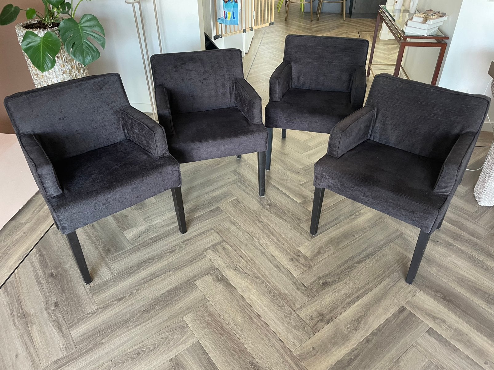 4 zwarte PTMD Home Collection eetkamerstoelen, Huis en Inrichting, Stoelen, Gebruikt, Zwart, Ophalen of Verzenden, Vier