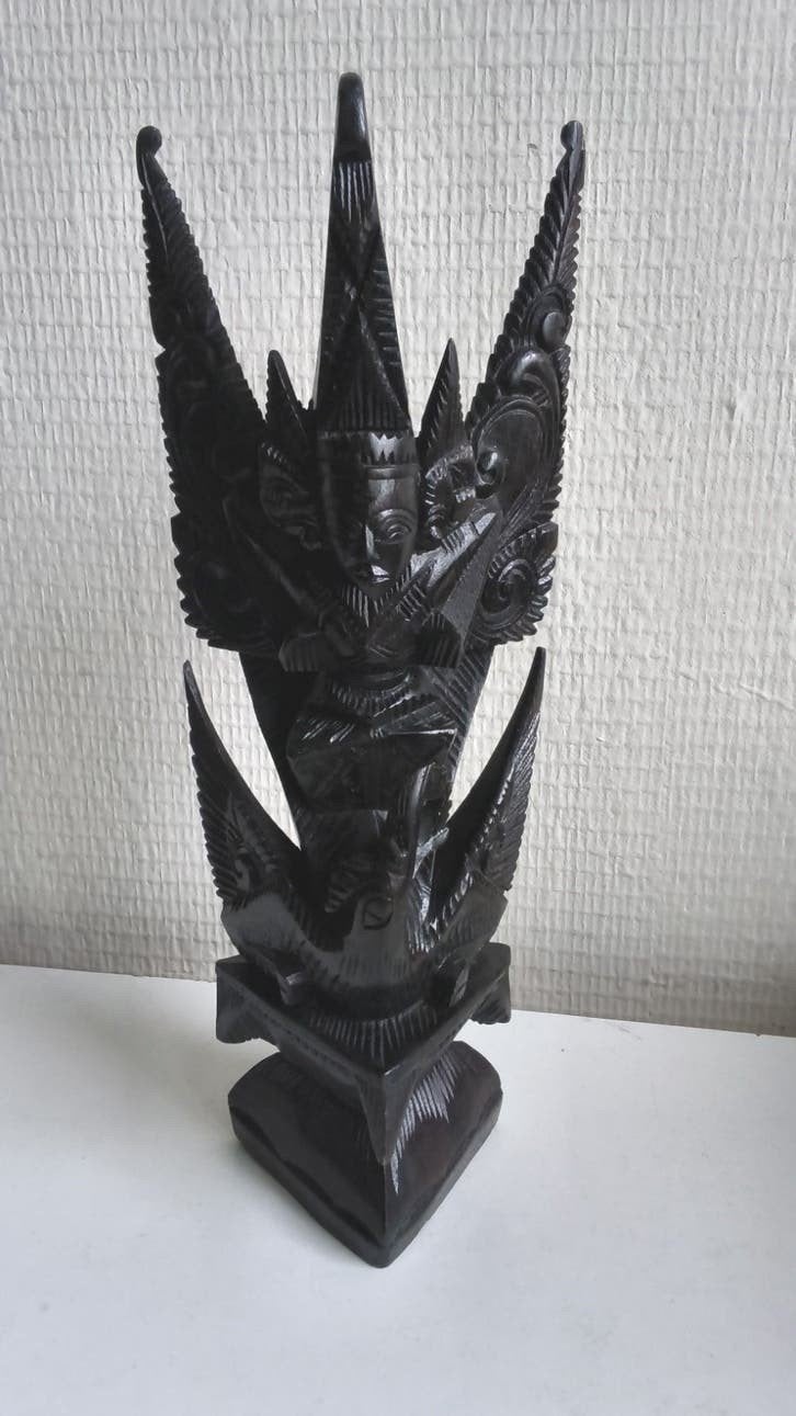 indisch, bali,  houtsnijwerk vishnu op garuda jaren 70, Ophalen of Verzenden