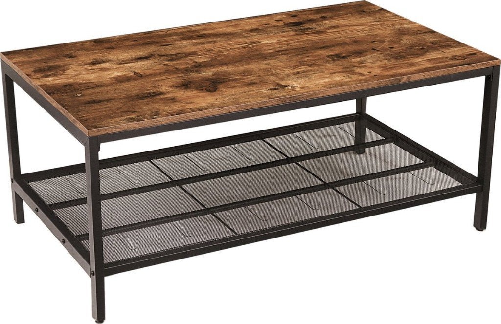 Foto 4 van Salontafel-Bijzettafel met roosterplank-105x60x45 cm-Bruin