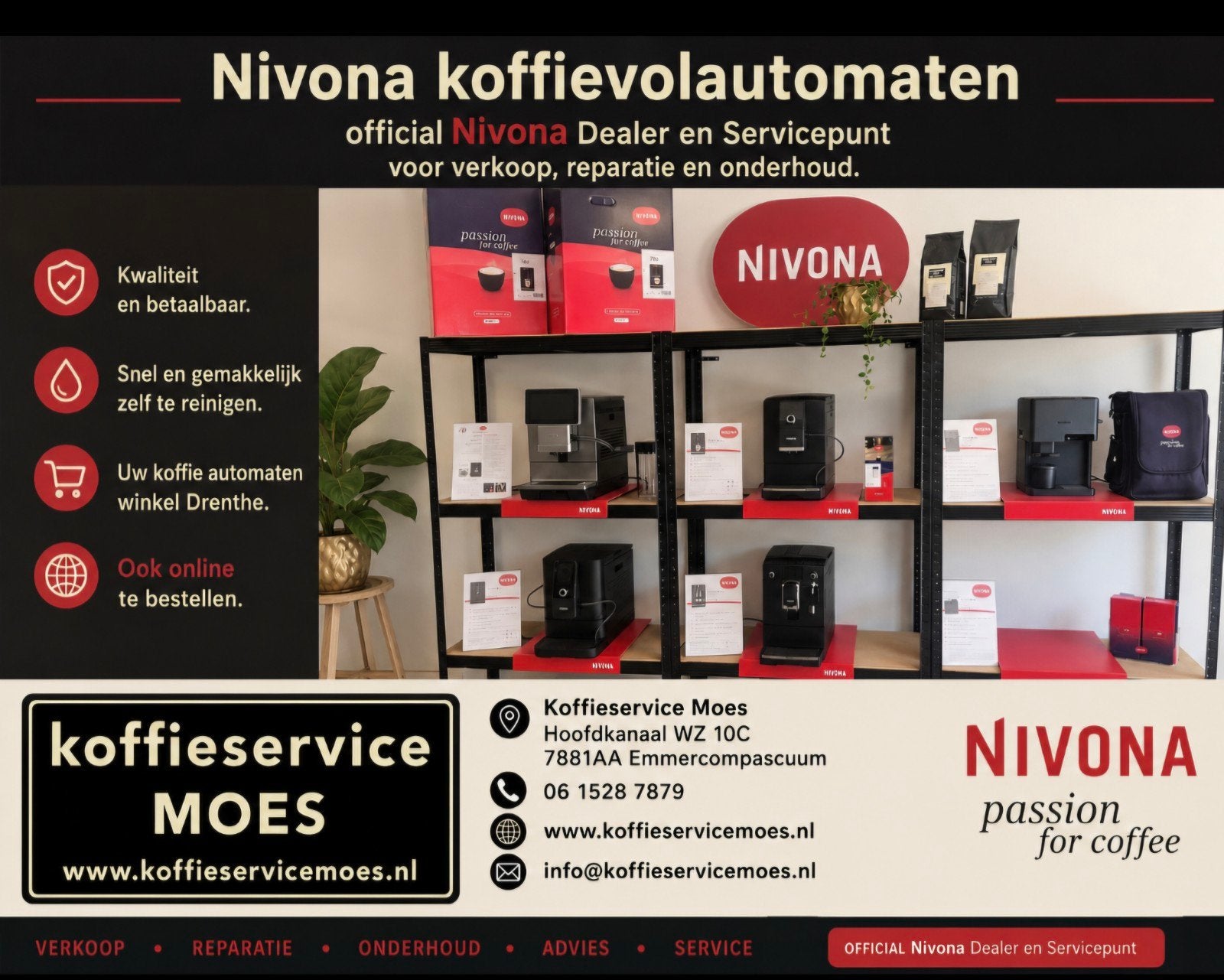 Nivona koffievolautomaten Dealer Drenthe Duitse kwaliteit, 10 kopjes of meer, Ophalen of Verzenden, Koffiemachine