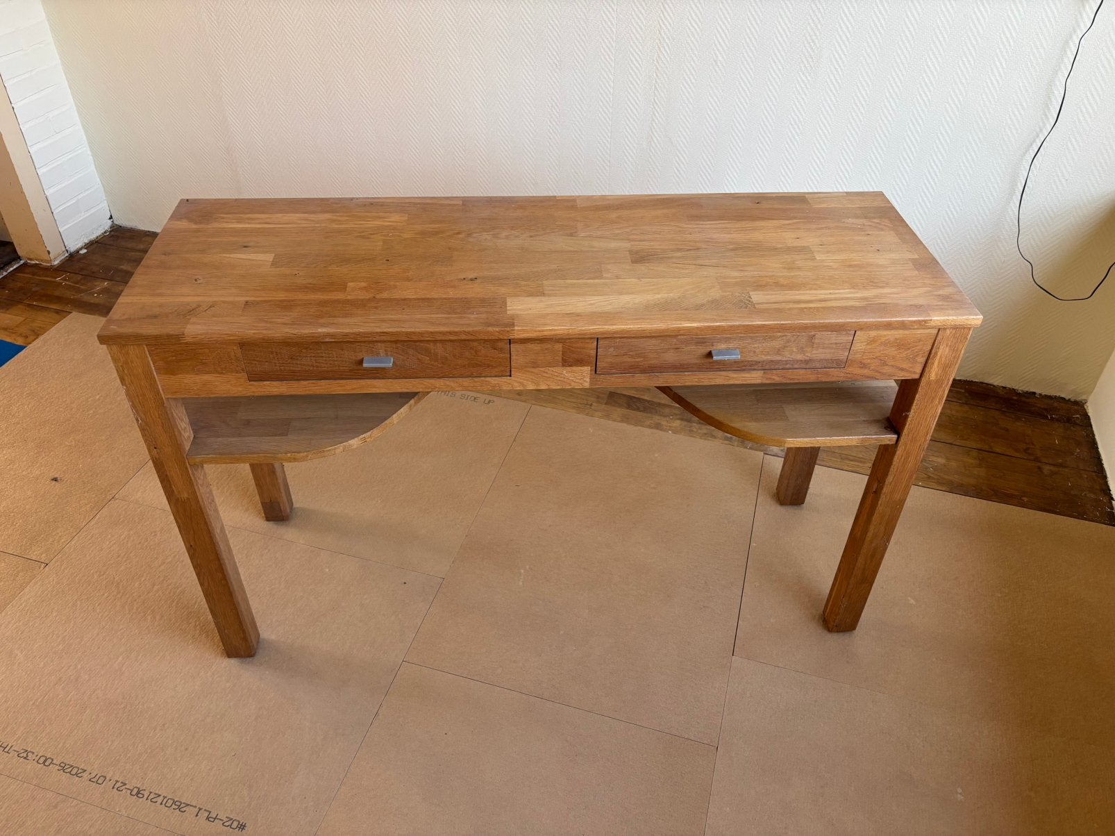 Sidetable smalle tafel 40x119 cm.74 cm hoog.Mogelijk beuken, Ophalen, Gebruikt, 100 tot 150 cm, ?