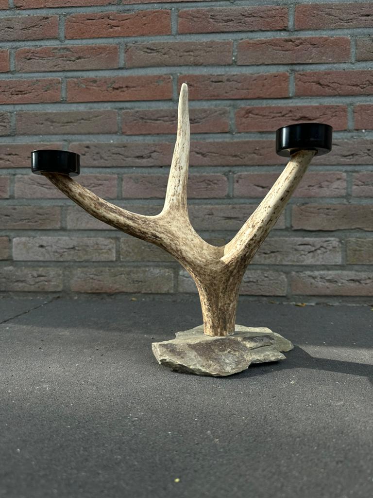 Geweikandelaar.gewei.edelhert.damhert.geweien.waxinelichtjes, Ophalen of Verzenden, Nieuw, Overige materialen, Minder dan 25 cm