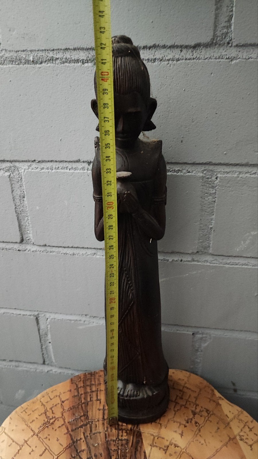 Vintage houten Boeddha beeld - 41 cm hoog, Antiek en Kunst, Ophalen of Verzenden