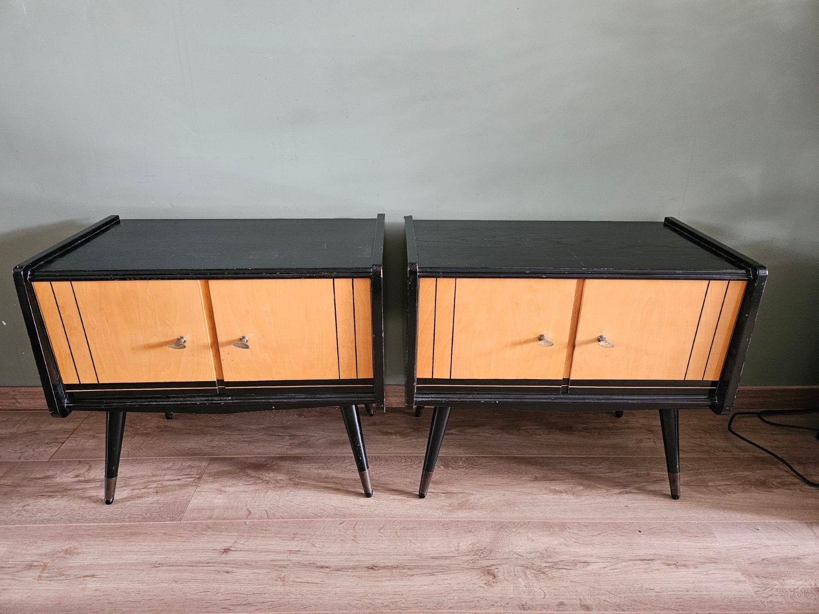 Vintage / reteo nachtkastjes set - Jaren '50/'60 stijl, Ophalen, Gebruikt, 45 tot 65 cm, Minder dan 55 cm