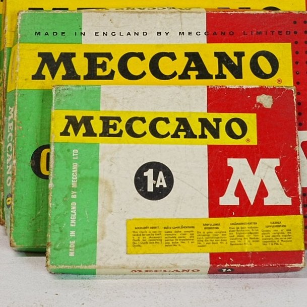 Vintage Meccano Bouwdozen - Set van 4 dozen en 2 x losse., Verzamelen, Ophalen of Verzenden, Zo goed als nieuw