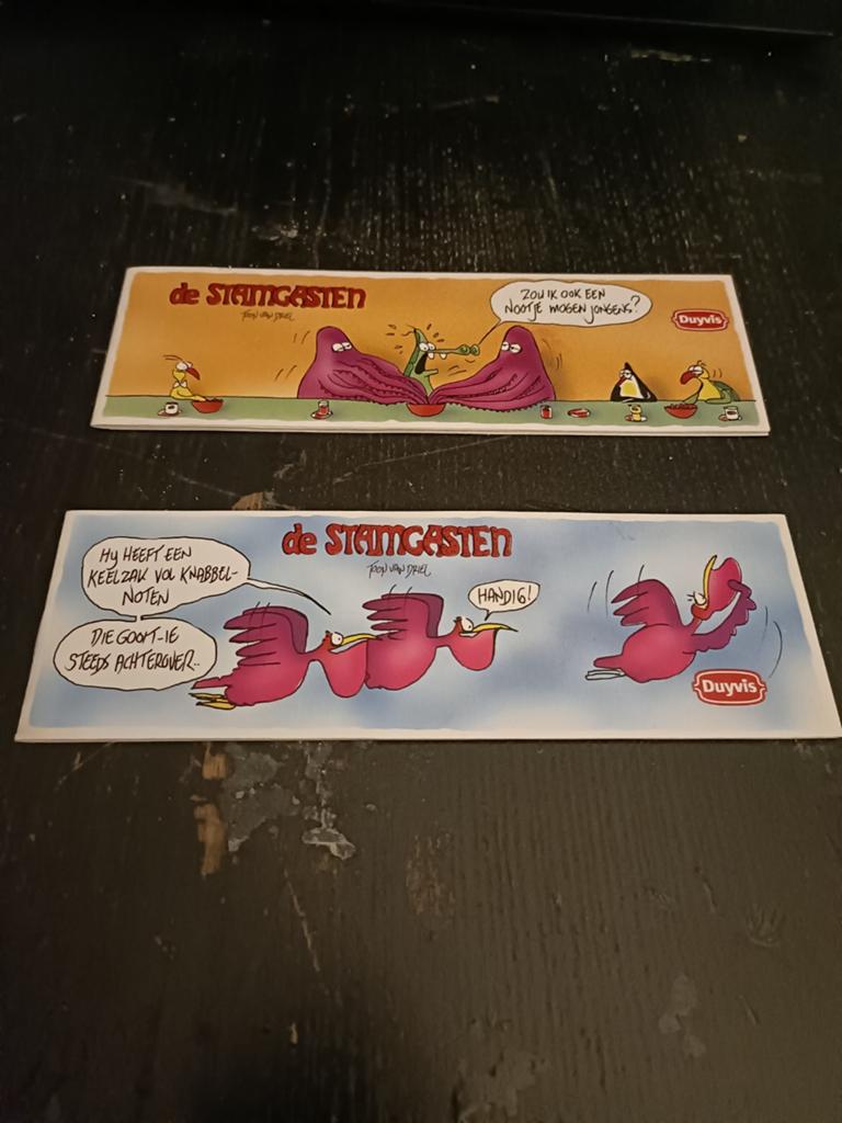 Vintage Duyvis 'De Stamgasten' strip, Verzamelen, Merken en Reclamevoorwerpen, Ophalen of Verzenden, Gebruikt, Gebruiksvoorwerp